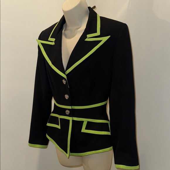 Vintage Cache Black Blazer with Green Accents - Picture 2 of 4